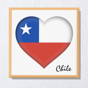 Aimant Le drapeau chilien et le coeur chilien Voyage, vac