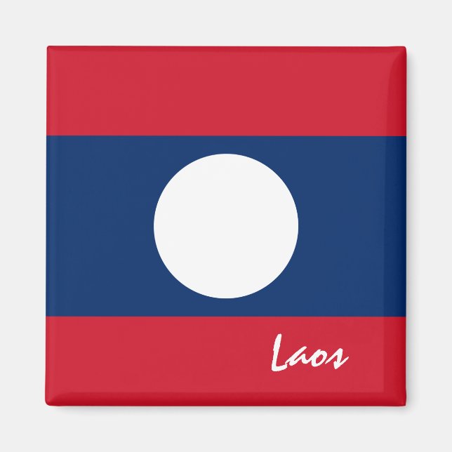 Aimant Le drapeau du Laos & Voyage au Laos, vacances /spo (Devant)