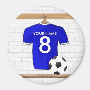 Aimant Le football Jersey blanc bleu personnalisé du