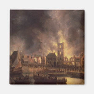 Aimant Le grand feu dans vieux hôtel de ville, Amsterdam