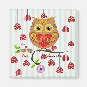 Aimant Le hibou vous aime conception de Valentine