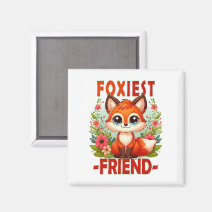 Aimant Le jeu de mot Foxiest Friend. Caricature du chiot 
