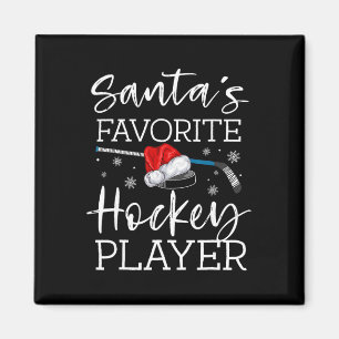 Aimant Le joueur de hockey préféré du Père Noël drôle Pyj