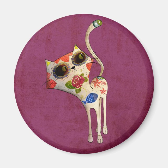 Aimant Le Jour de la mignonne chatte blanche morte (Devant)