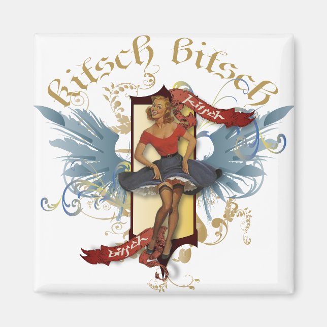 Aimant Le Kitsch Bitsch : Poupée Dansante Tatouage Pin Up (Devant)