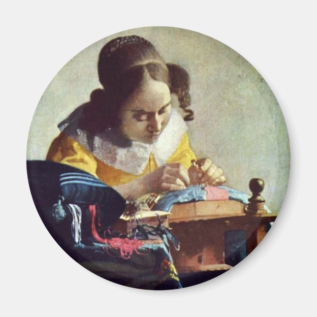 Aimant Le Lacemaker, Français La Dentelière, De Vermeer (Devant)