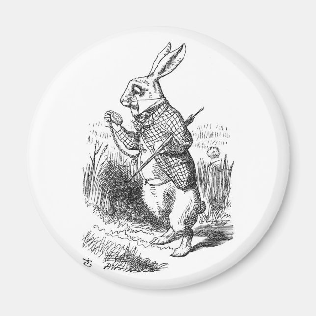 Aimant Le lapin blanc avec montre (Devant)