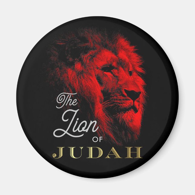 Aimant Le Lion de Juda Black Red Gold Christian (Devant)