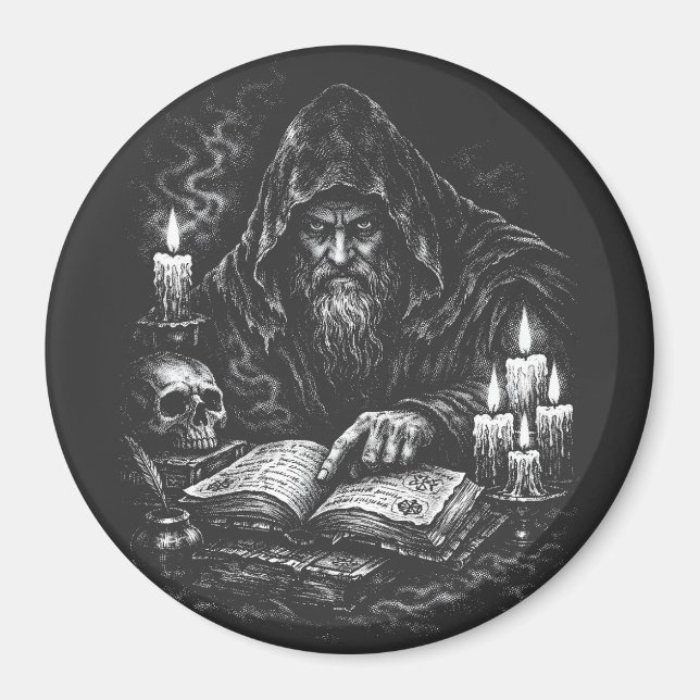 Aimant Le Magicien Étudiant le Grimoire — par BurnsInHell (Devant)