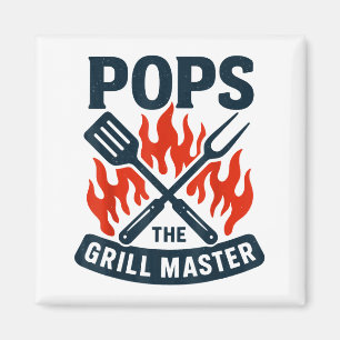 Aimant Le Maître du Grill Bbq Fête des Pères Papy Grillan