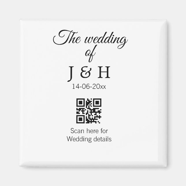 Aimant Le mariage d'ajouter le nom de couple QR code scan (Devant)
