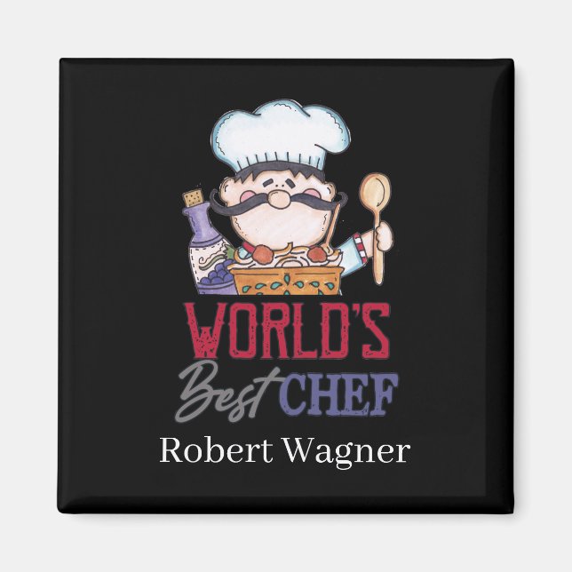 Aimant Le meilleur chef du monde mignon ajouter un nom (Devant)