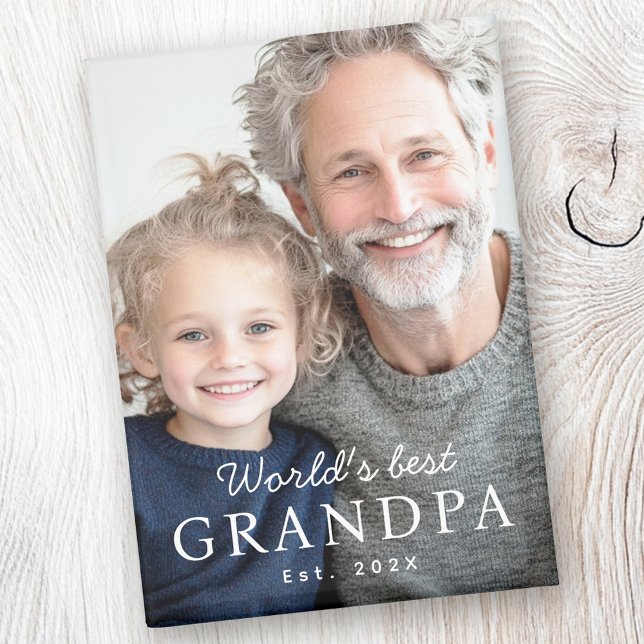 Aimant Le meilleur grand-père du monde photo de l'année d (World's best grandpa grandfather est year photo magnet)