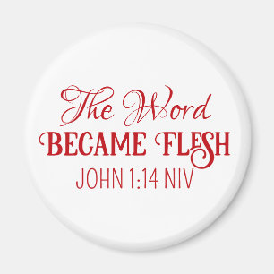 Aimant Le Mot Est Devenu Flesh Noël Bible Verse Blanc