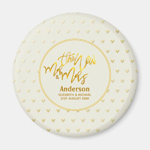 Aimant Le Nouveau M. et Mme (nom, date) Mariage Coeurs d'