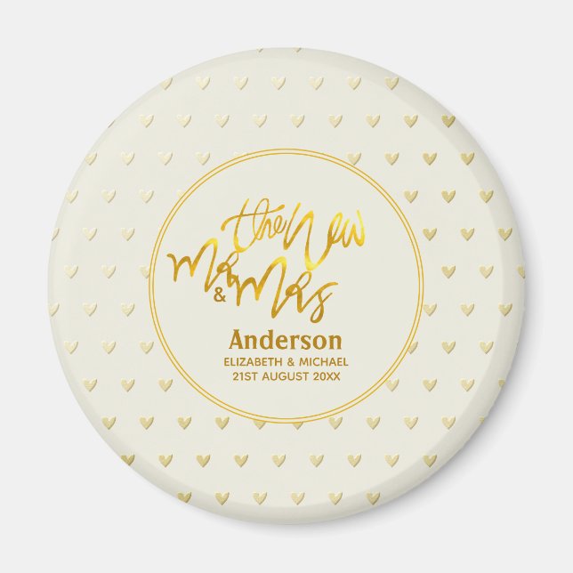 Aimant Le Nouveau M. et Mme (nom, date) Mariage Coeurs d' (Devant)