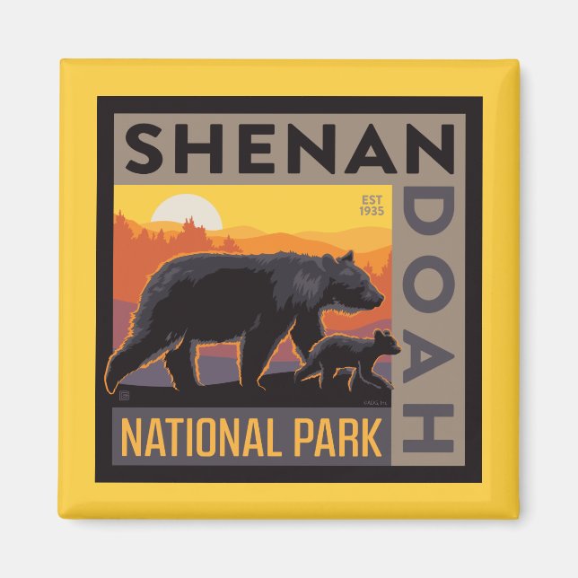 Aimant Le Parc national de Shenandoah | Mama Bear & Cubs (Devant)