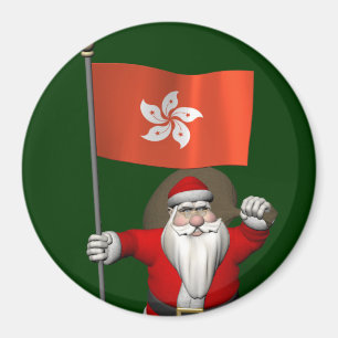 Aimant Le Père Noël Avec L'Ensigne De Hong Kong