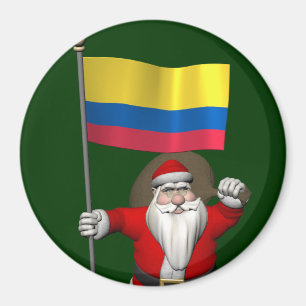 Aimant Le Père Noël Avec L'Ensigne De La Colombie
