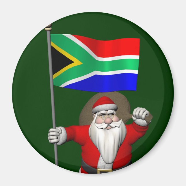 Aimant Le Père Noël Avec L'Ensigne De L'Afrique Du Sud (Devant)
