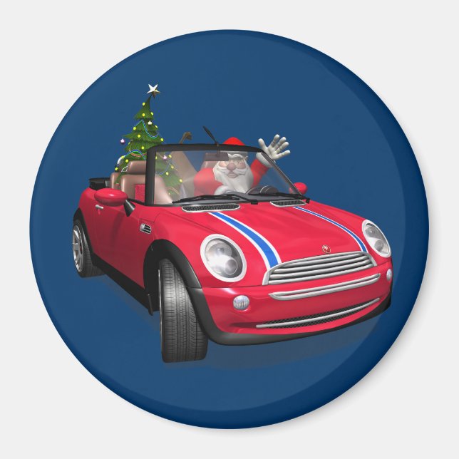 Aimant Le Père Noël Conduit Une Mini (Devant)