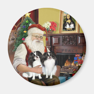 Aimant Le Père Noël et ses 2 Chin Japonais