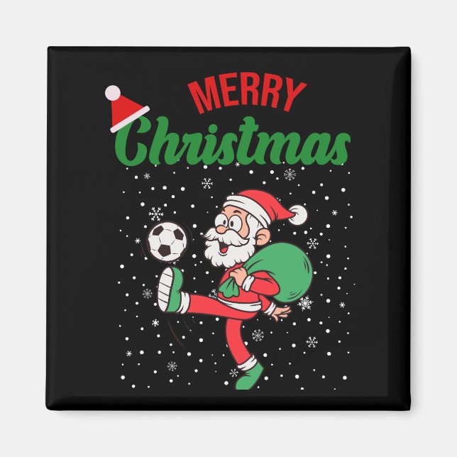 Aimant Le Père Noël Jouer au football Drôle Noël (Devant)