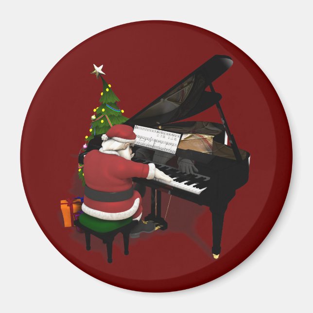 Aimant Le Père Noël Jouer Piano (Devant)
