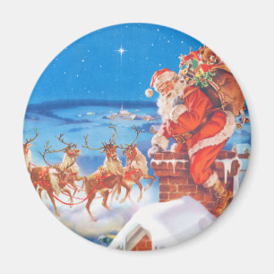 Aimant Le père noël sur le dessus de toit le réveillon