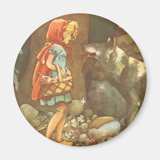 Aimant Le Petit Chaperon Rouge, Conte de Fées Vintage (Devant)