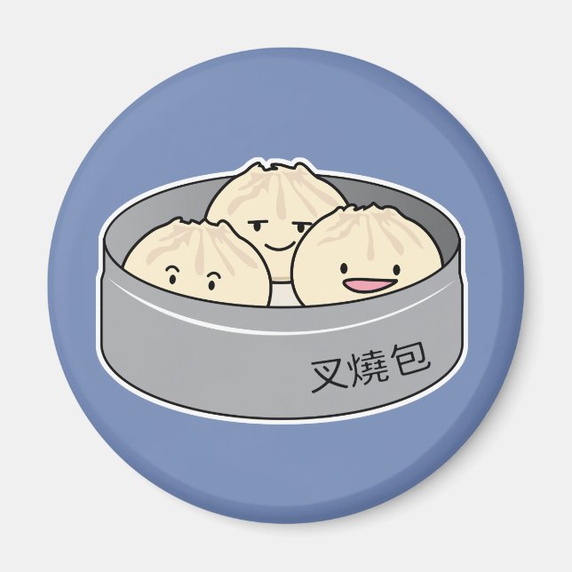 Aimant Le petit déjeuner chinois de dim sum de petit pain (Devant)