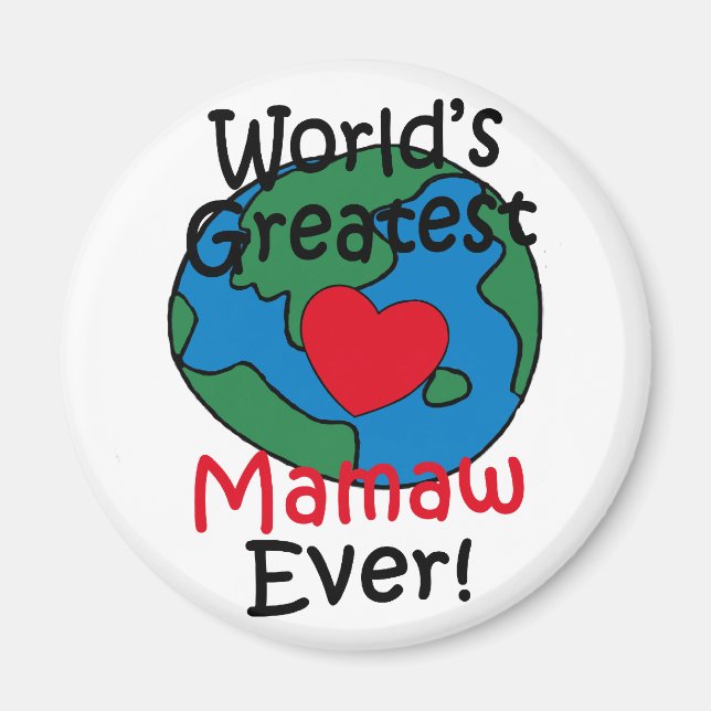 Aimant Le plus grand Mamaw Heart du monde (Devant)