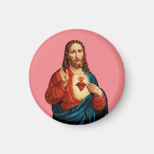 Aimant Le Portrait d'Art Fin du Sacré-Cœur de Jésus