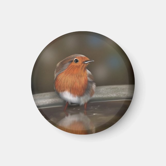 Aimant Le Robin des seins rouges qui prend un bain (Devant)