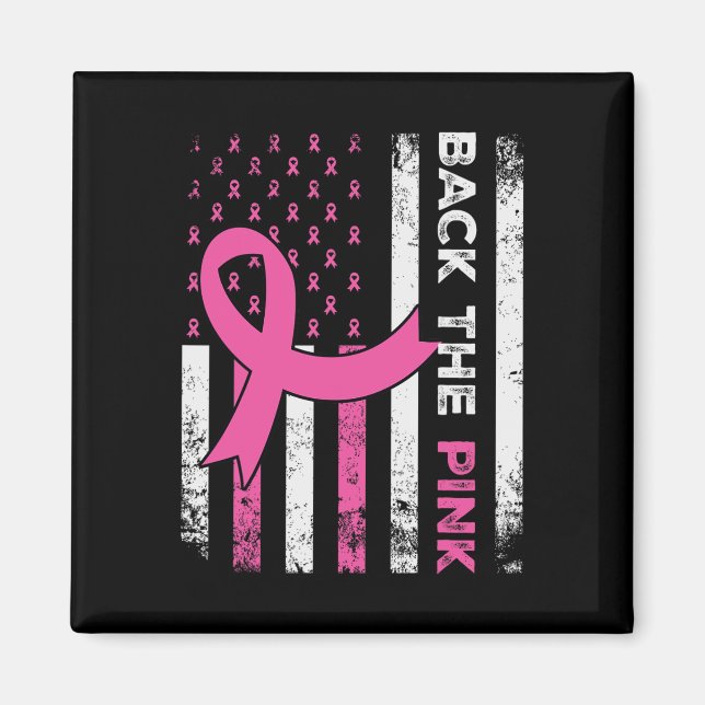 Aimant Le ruban rose American Drapeau Prix du cancer du s (Devant)
