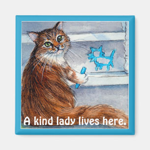 Aimant Le signe mignon de clochard de chat, dame aimable