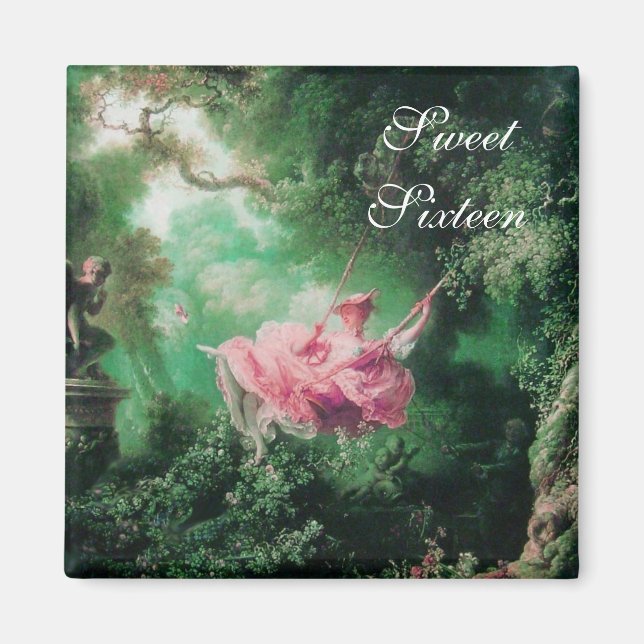 Aimant LE SWING, SWEET SIXTEEN PARTY vert rose fuchsia (Devant)