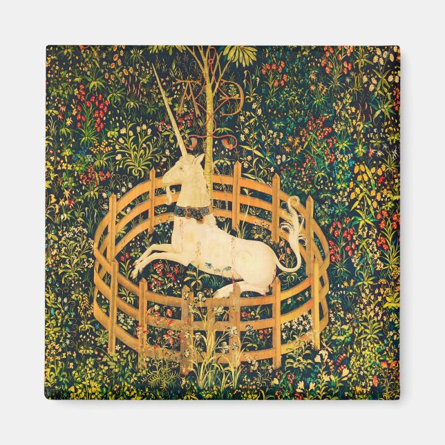 Aimant Le Unicorn repose dans un jardin (Tapisseries Unic (Devant)