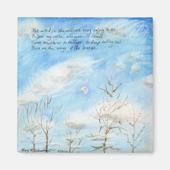 Aimant "Le vent dans les saules" verset sur la peinture (Devant)