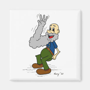 Aimant Le vieil homme agite l'aimant de la barbe