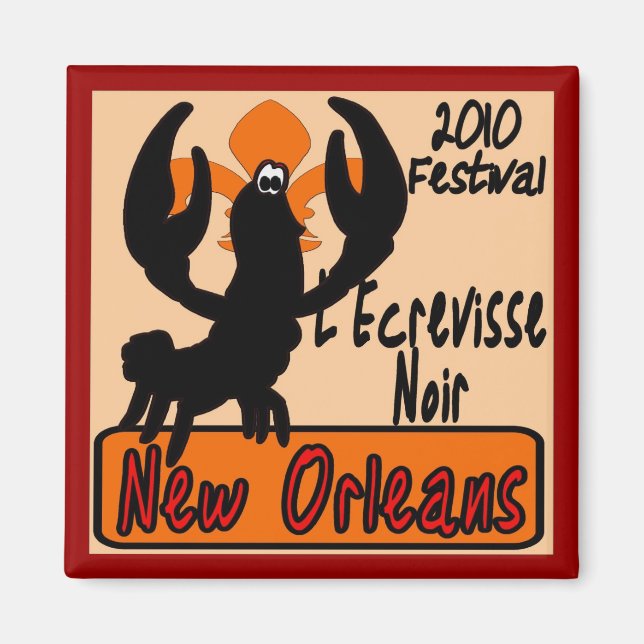 Aimant L'Ecrevisse Noir Le Black Crawfish Festival 2010 (Devant)