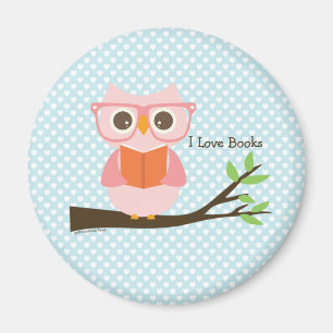 Aimant Lecture rose mignonne de hibou