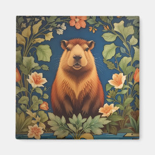 Aimant L'élégante Capybara William Morris Inspiré