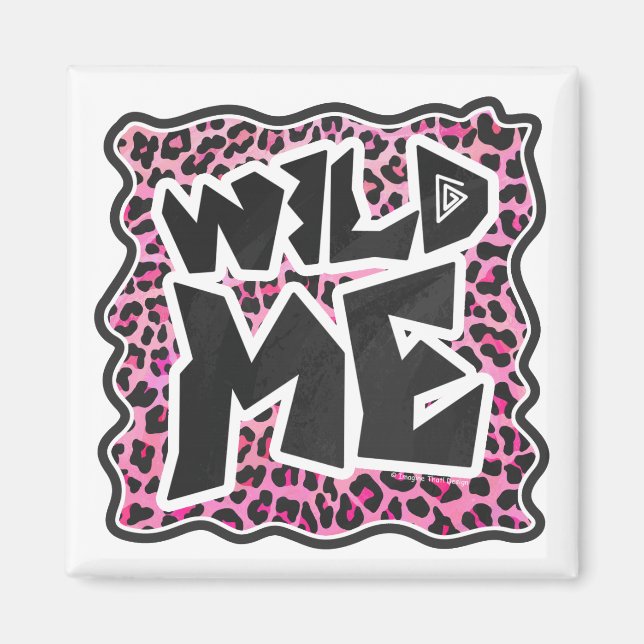 Aimant Leopard Wild Me Noir et rose chaud (Devant)