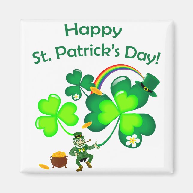 Aimant Leprechaun et Shamrock (Devant)