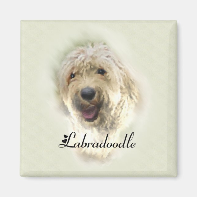 Aimant Les amoureux du Labradoodle (Devant)