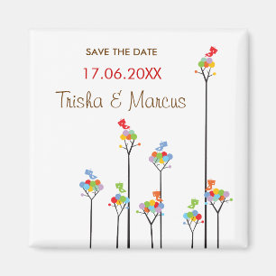 Aimant Les arbres pointillés et les oiseaux mignons