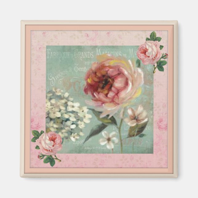 Aimant Les Belles Fleurs Rose Vintage (Devant)