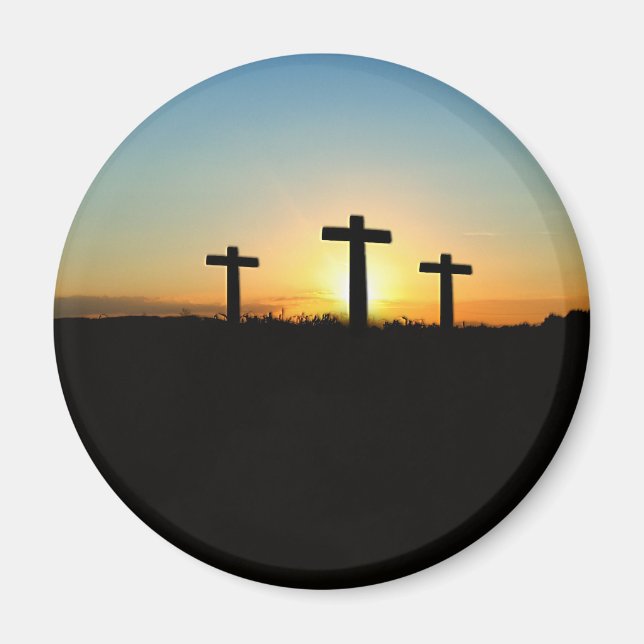 Aimant Les croix de crucifixion au coucher du soleil (Devant)