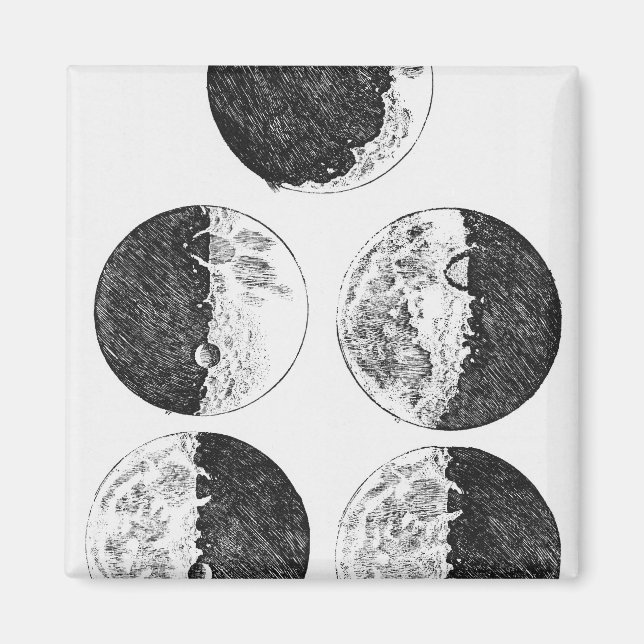 Aimant Les dessins de Galileo des phases de la lune (Devant)